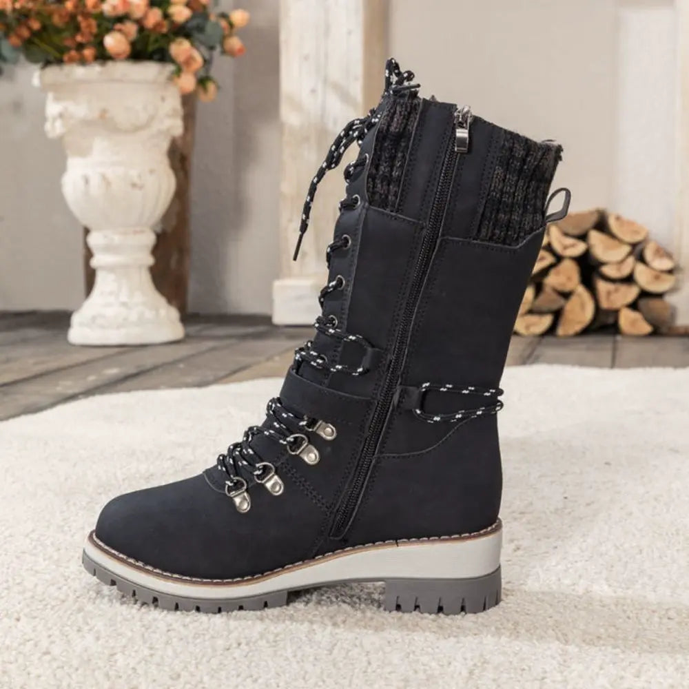 Freya Lace-Up Mid-Calf Combat Boots