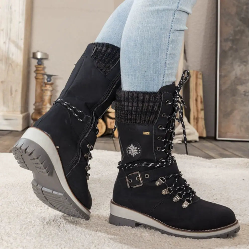 Freya Lace-Up Mid-Calf Combat Boots