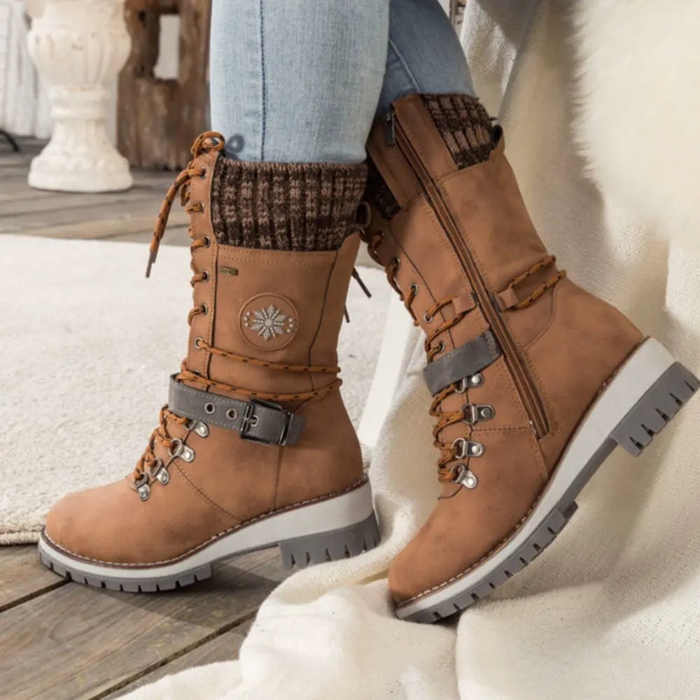 Freya Lace-Up Mid-Calf Combat Boots