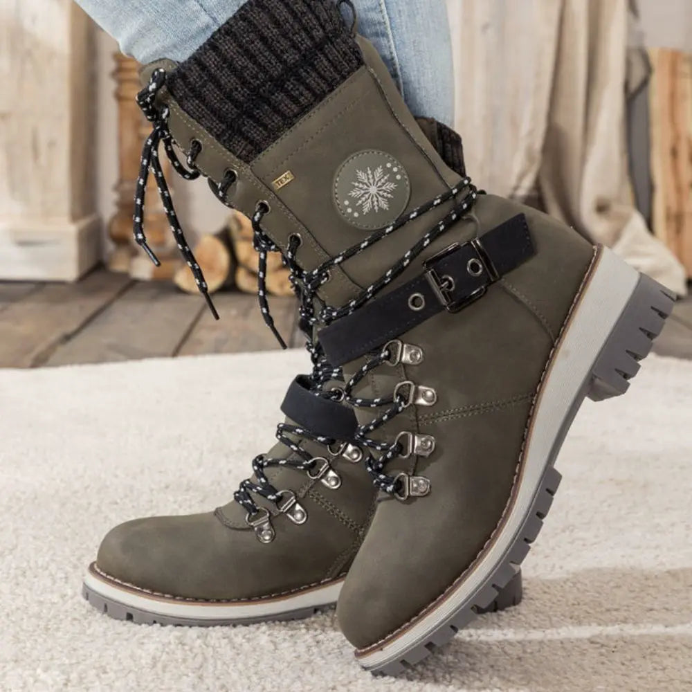 Freya Lace-Up Mid-Calf Combat Boots