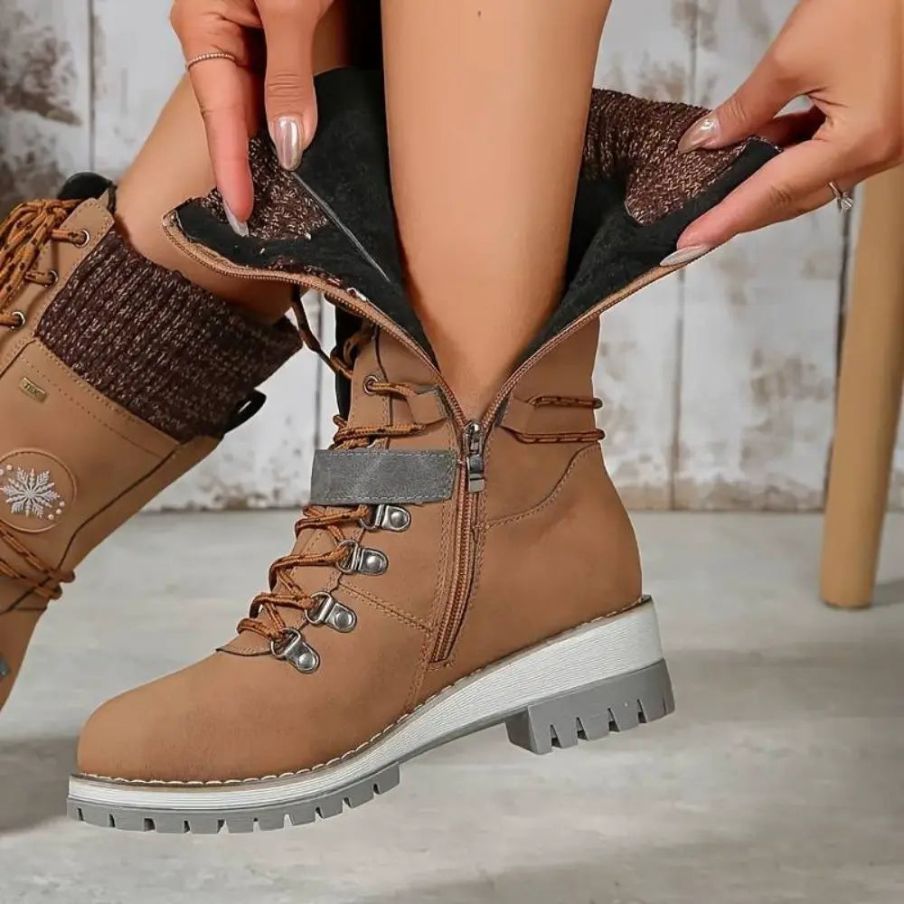 Freya Lace-Up Mid-Calf Combat Boots