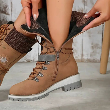 Freya Lace-Up Mid-Calf Combat Boots