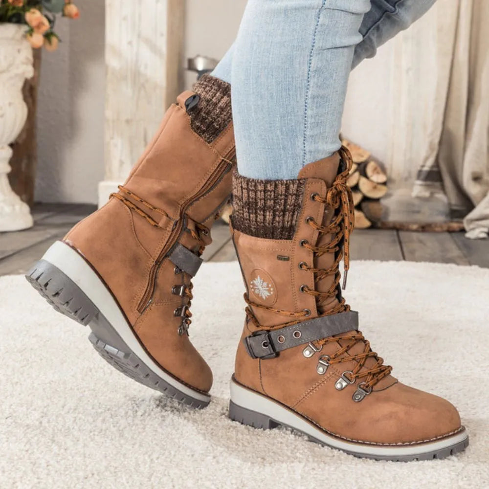 Freya Lace-Up Mid-Calf Combat Boots