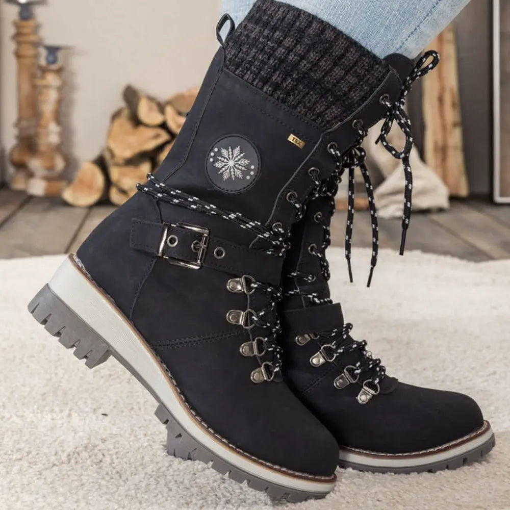 Freya Lace-Up Mid-Calf Combat Boots