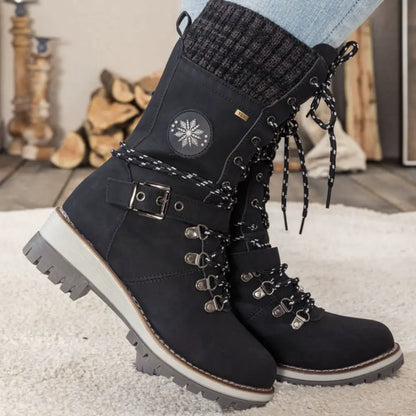 Freya Lace-Up Mid-Calf Combat Boots