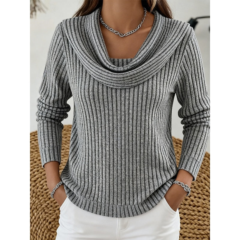 Apolline Cowl-Neck Ribbed Top