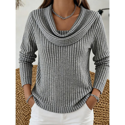 Apolline Cowl-Neck Ribbed Top