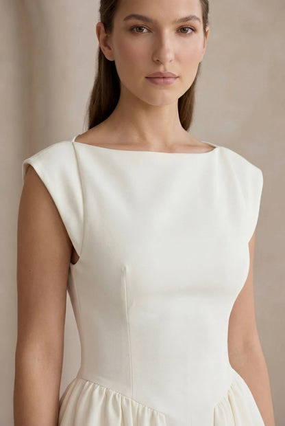Celeste Cap Sleeve Structured Midi Dress
