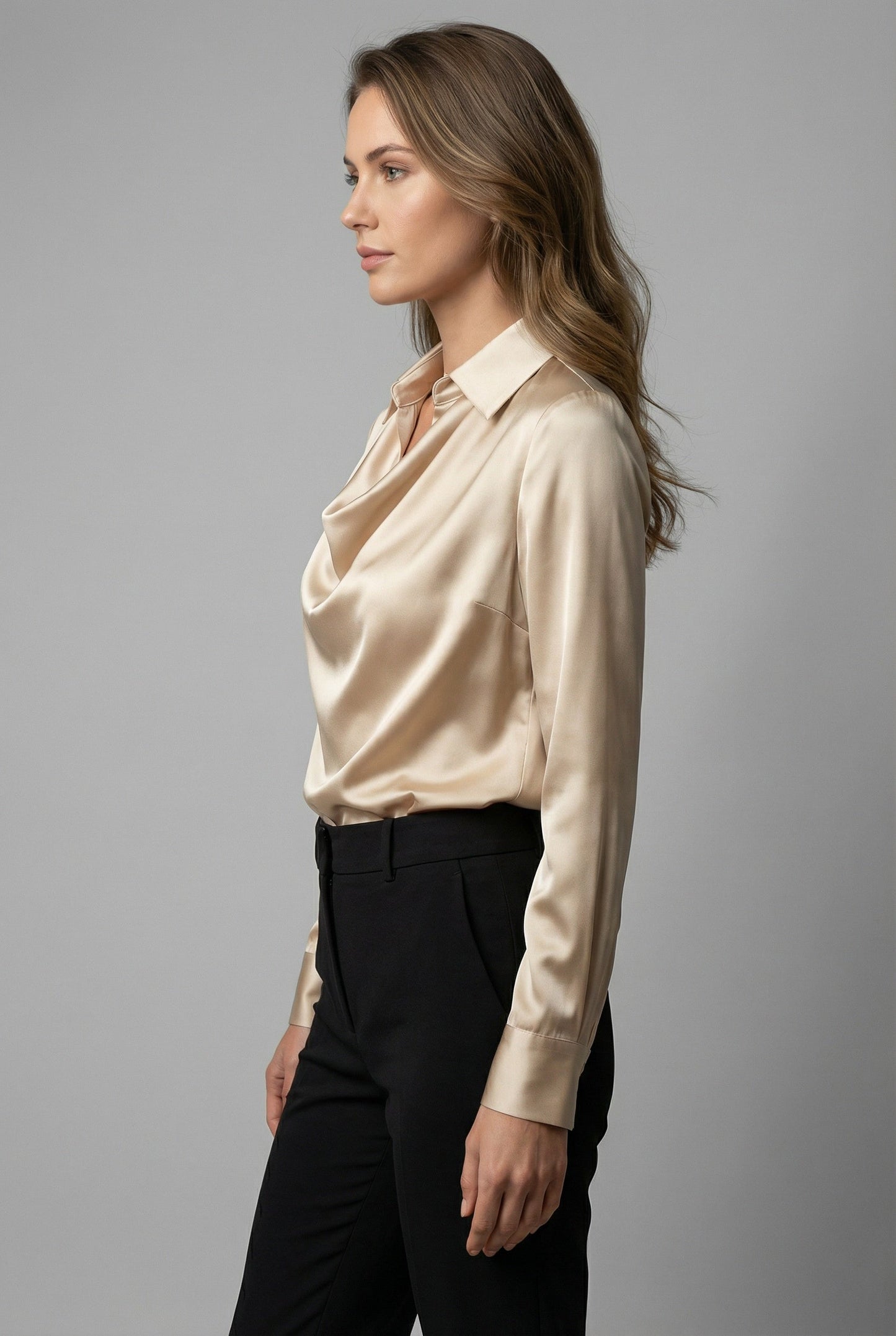 Vivienne Pleated Satin Blouse