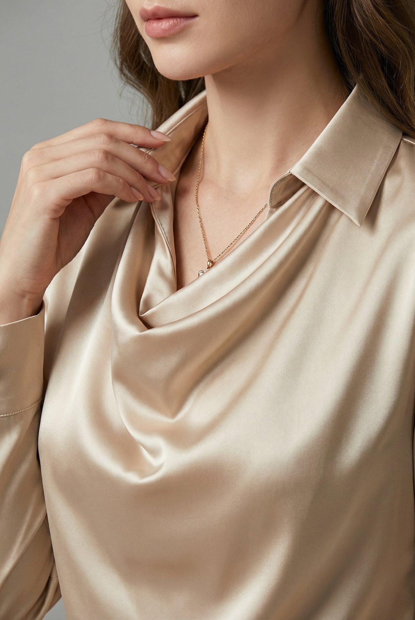 Vivienne Pleated Satin Blouse