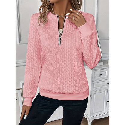 Mirette Cable-Knit Quarter-Zip Top