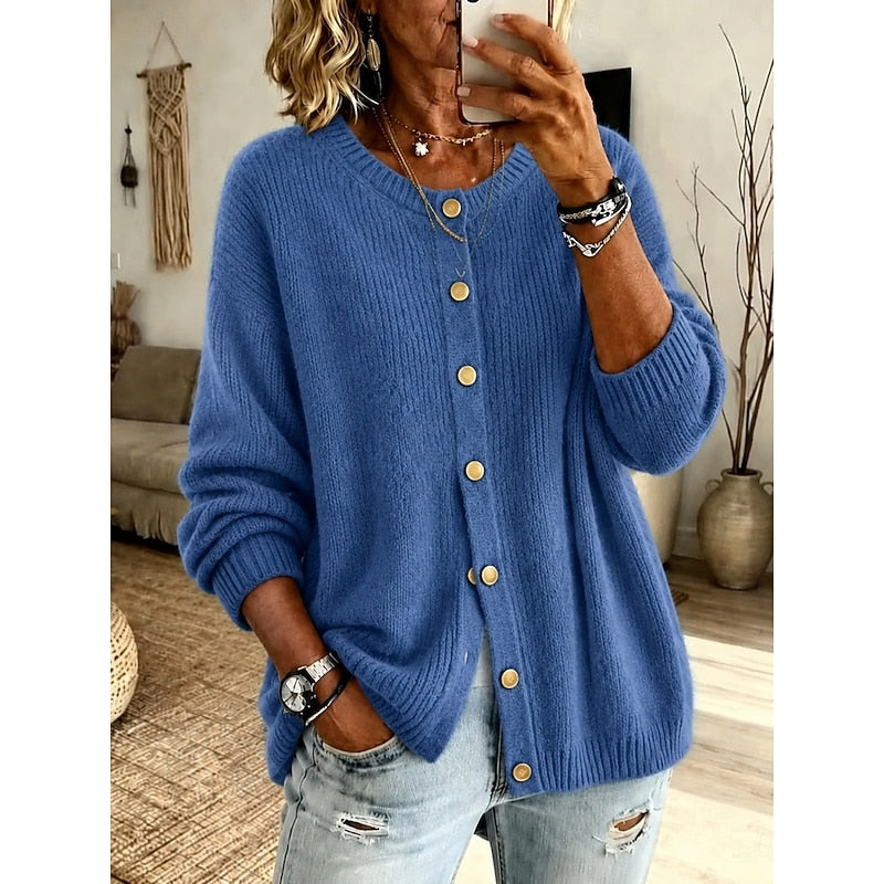 Leontine Button-Front Knit Cardigan