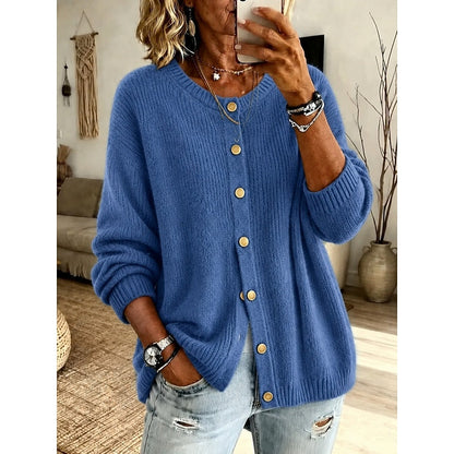 Leontine Button-Front Knit Cardigan