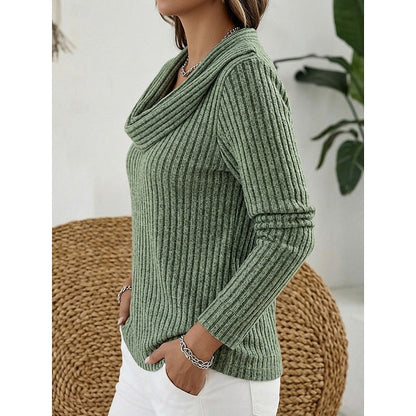Apolline Cowl-Neck Ribbed Top