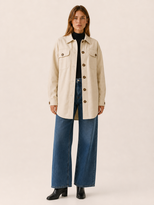 Lisette Faux Leather Shirt Jacket