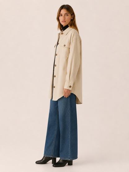 Lisette Faux Leather Shirt Jacket