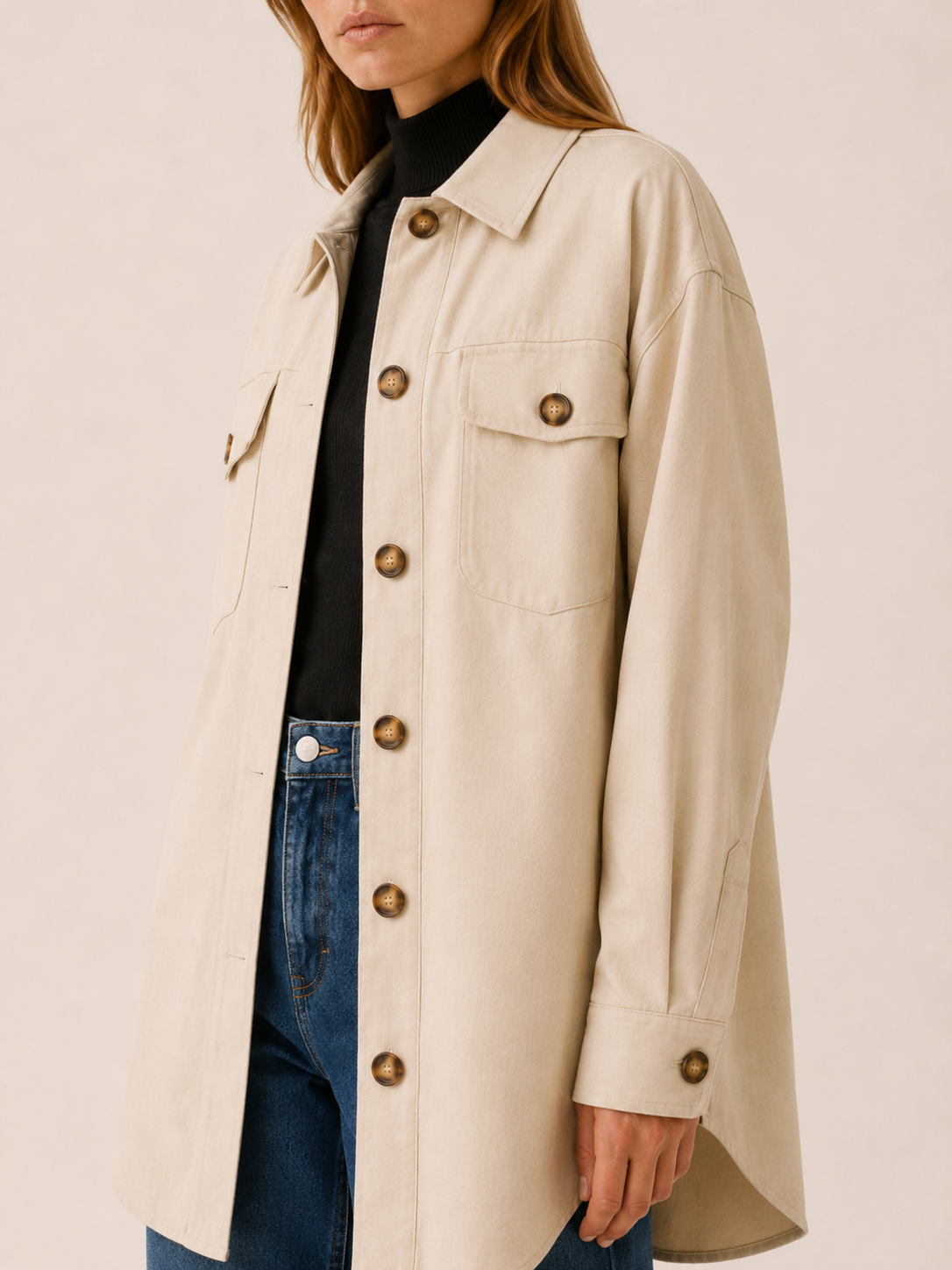 Lisette Faux Leather Shirt Jacket