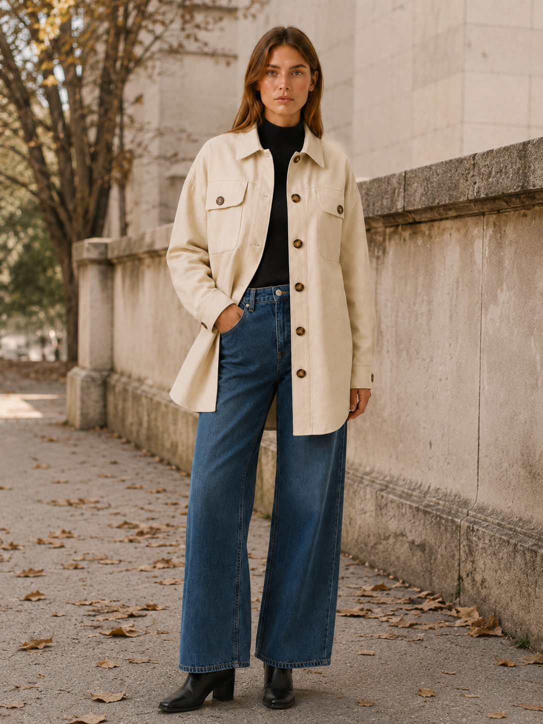 Lisette Faux Leather Shirt Jacket