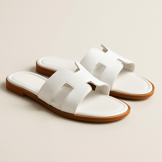 Rosetta Cut-Out Leather Slide Sandals