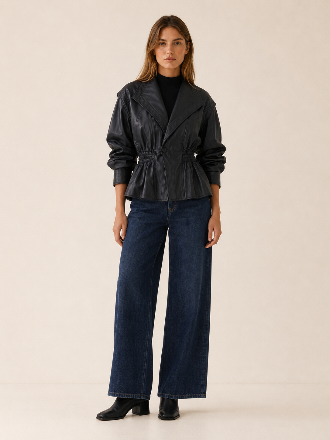 Valetta Faux Leather Peplum Jacket