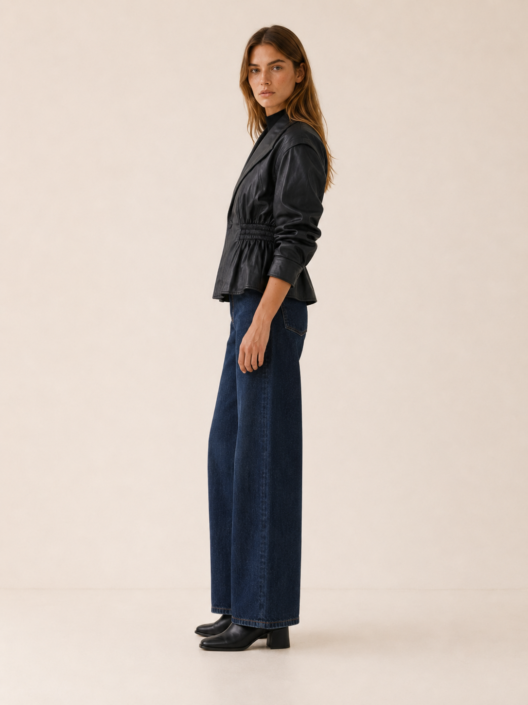 Valetta Faux Leather Peplum Jacket