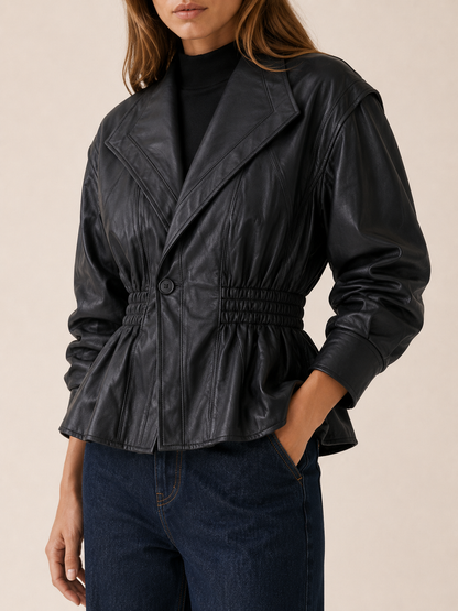 Valetta Faux Leather Peplum Jacket