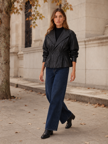 Valetta Faux Leather Peplum Jacket