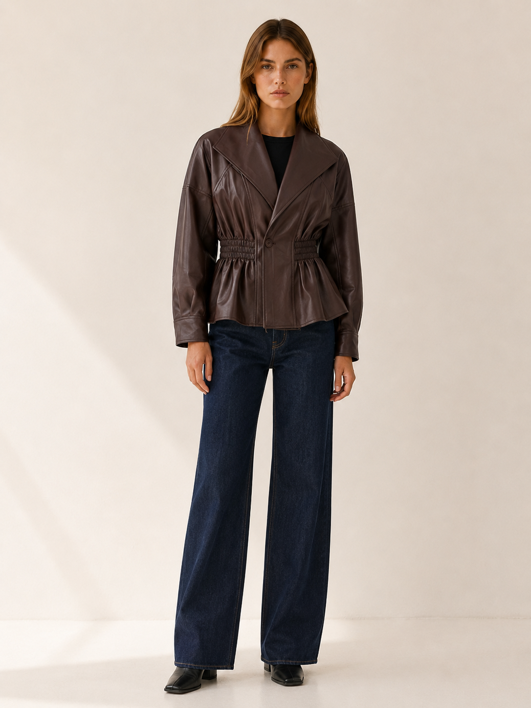 Valetta Faux Leather Peplum Jacket