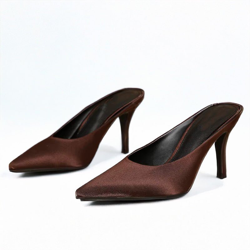 Serena Satin Pointed Toe Stiletto Mules