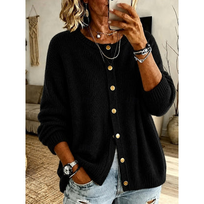 Leontine Button-Front Knit Cardigan