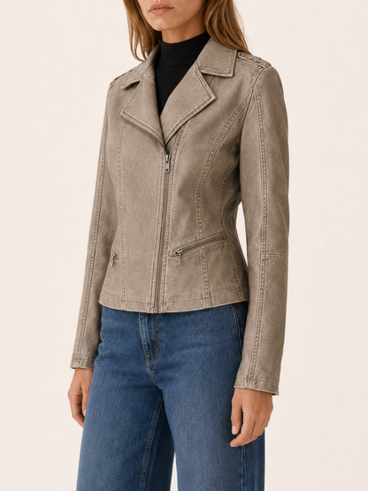 Vienne Studded Faux Leather Biker Jacket