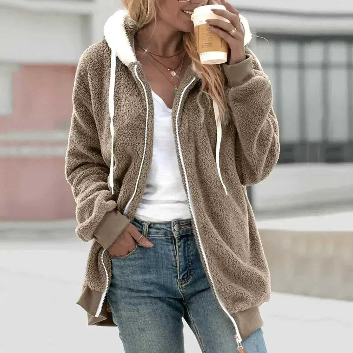 Greta Sherpa Fleece Hooded Jacket