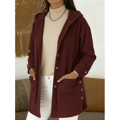 Calista Hooded Button-Front Coat