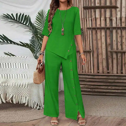 Rosina Irregular Hem Wide-Leg Pants Set