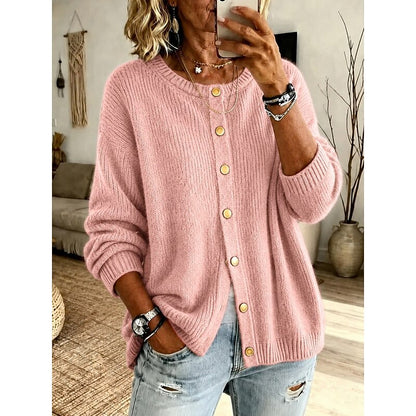 Leontine Button-Front Knit Cardigan