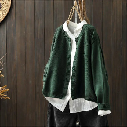Solara Relaxed Button-Front Knit Cardigan