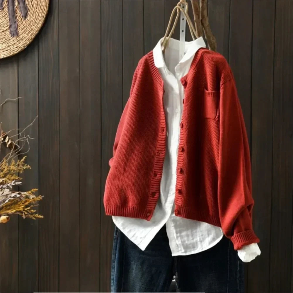 Solara Relaxed Button-Front Knit Cardigan