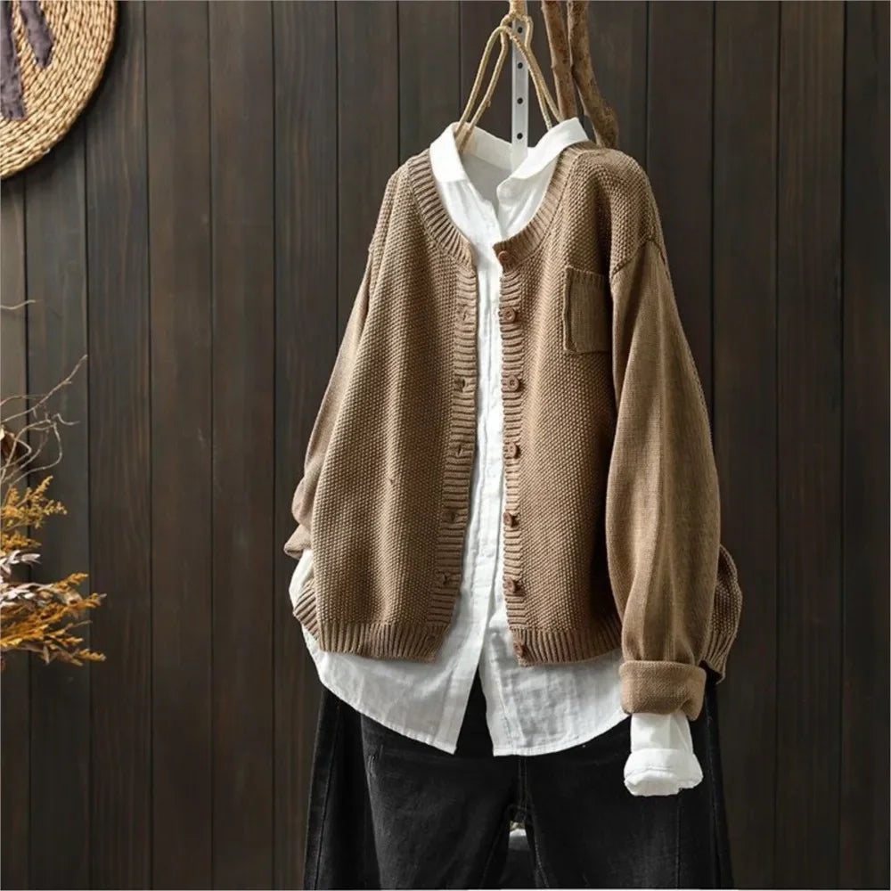 Solara Relaxed Button-Front Knit Cardigan