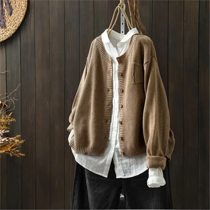 Solara Relaxed Button-Front Knit Cardigan