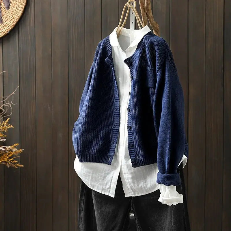 Solara Relaxed Button-Front Knit Cardigan