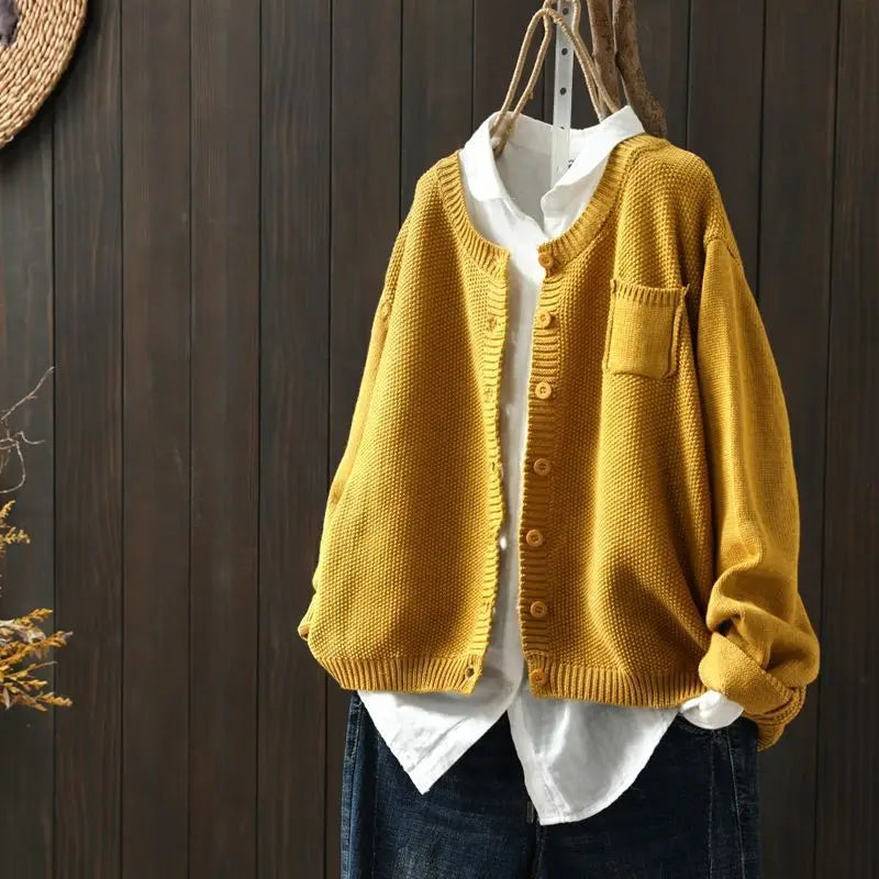Solara Relaxed Button-Front Knit Cardigan