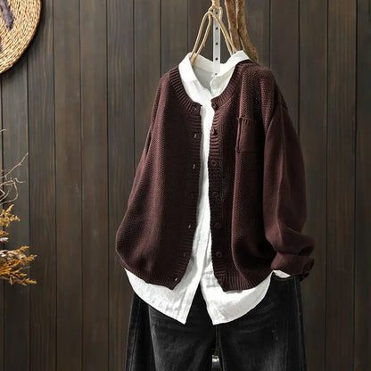 Solara Relaxed Button-Front Knit Cardigan