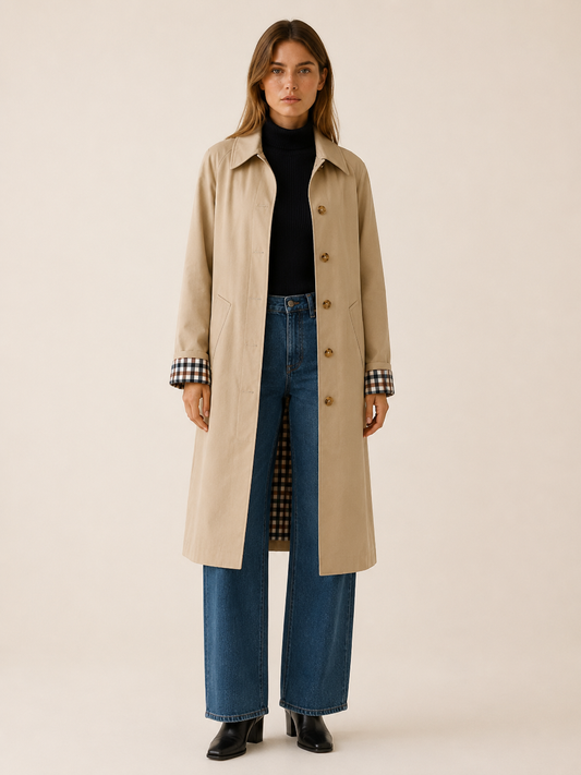 Rosetta Khaki Single-Breasted Trench Coat