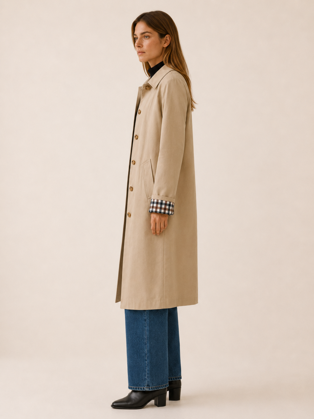 Rosetta Khaki Single-Breasted Trench Coat