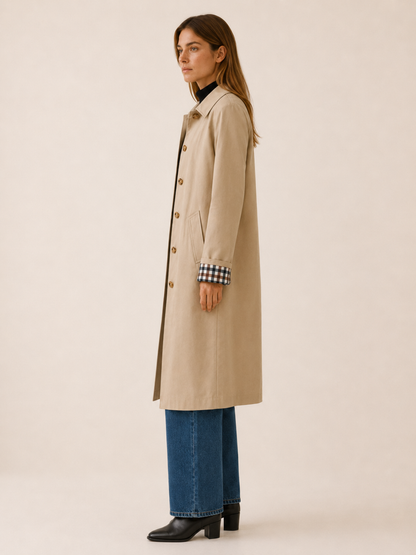 Rosetta Khaki Single-Breasted Trench Coat