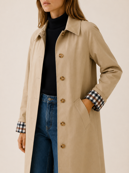 Rosetta Khaki Single-Breasted Trench Coat