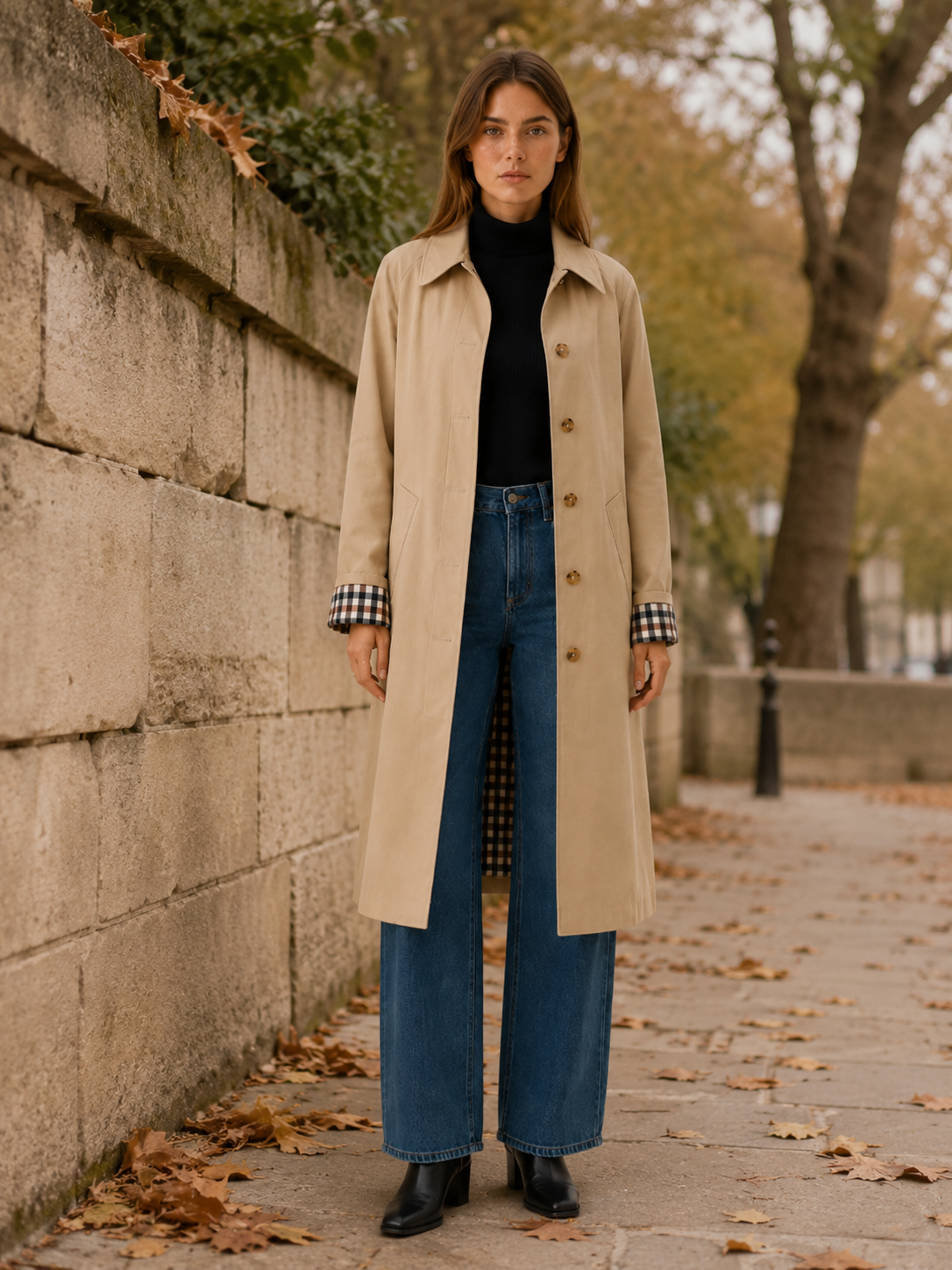 Rosetta Khaki Single-Breasted Trench Coat