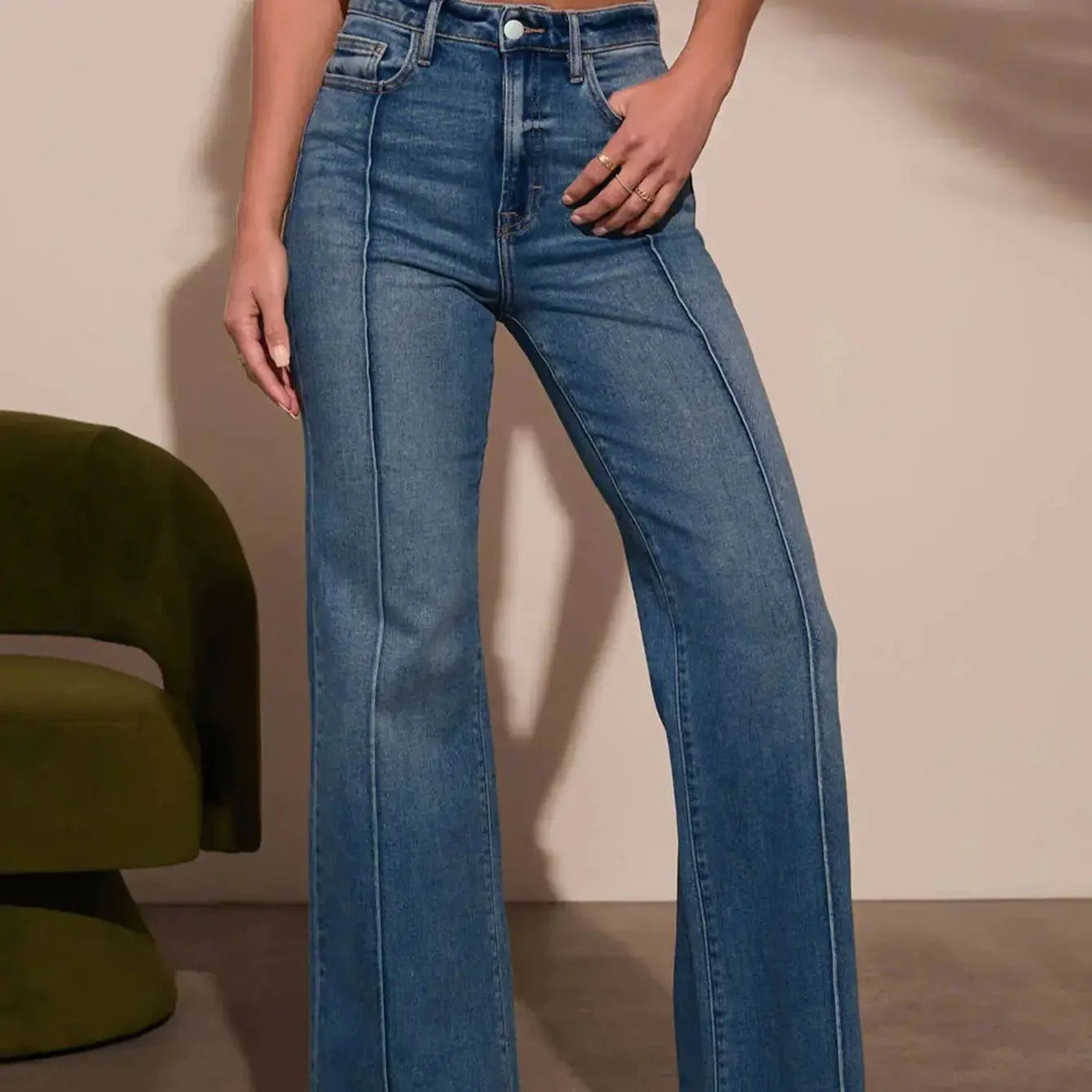 Lena High-Waist Wide-Leg Flare Jeans