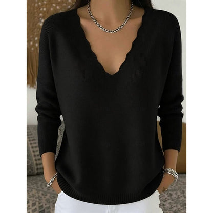 Zinnia Scalloped V-Neck Halloween Pullover