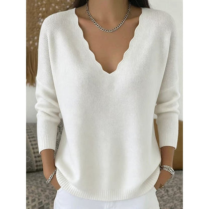 Zinnia Scalloped V-Neck Halloween Pullover